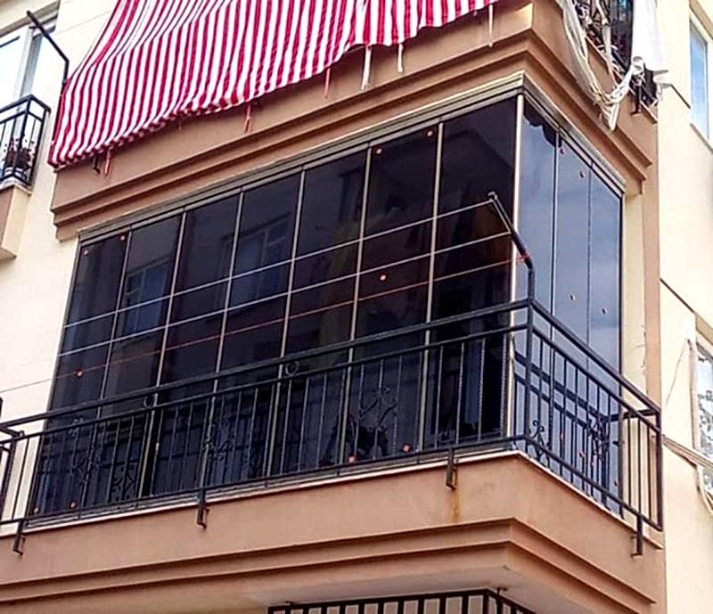 Bronz kasa füme cam katlanır cam balkon